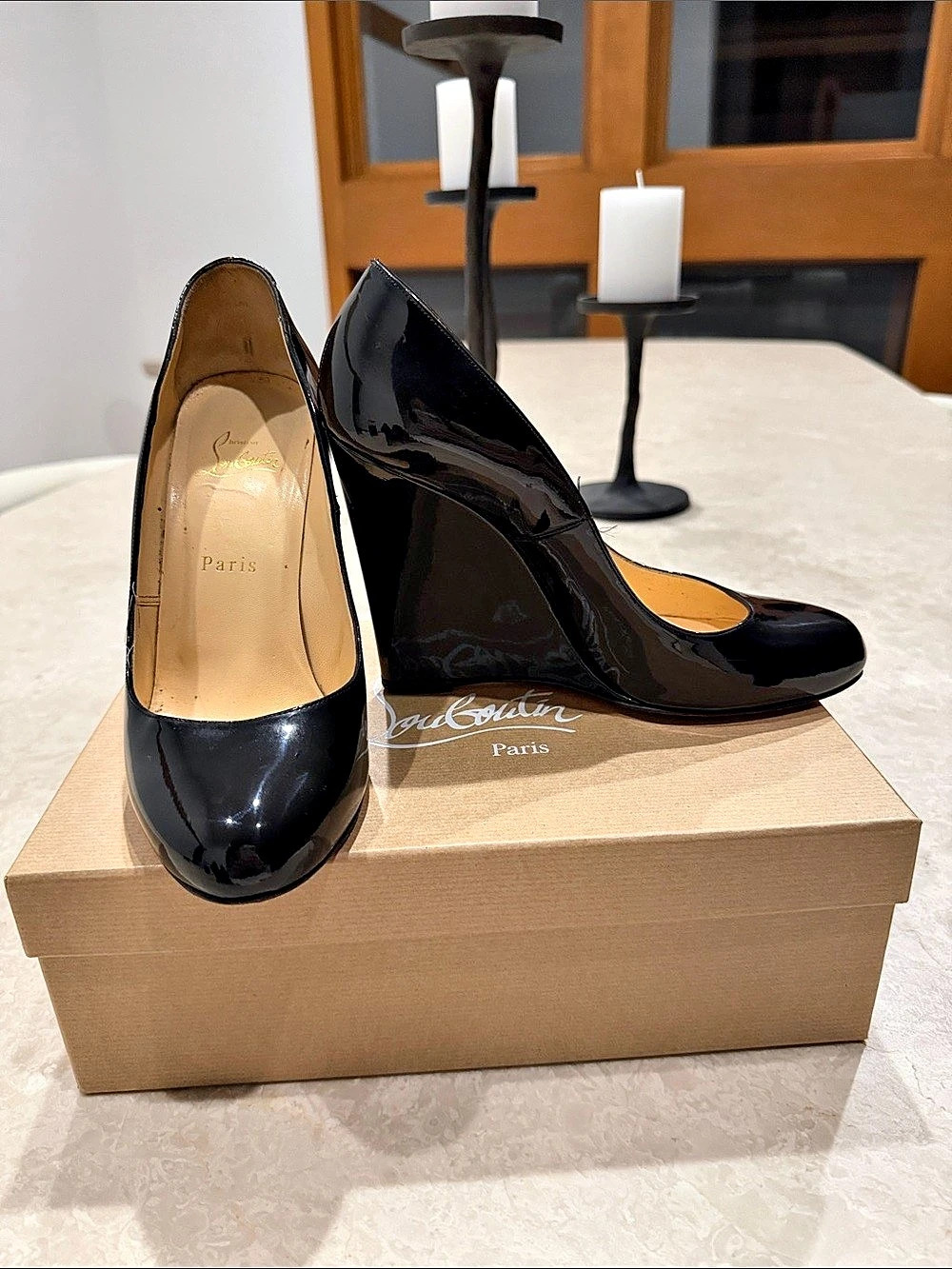 Christian Louboutin Black Wedge Pumps